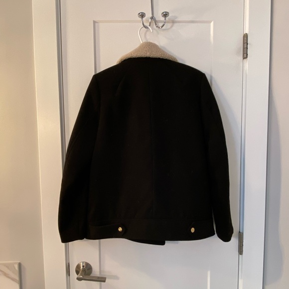 Black Wool Blend Jacket with Lamb Collar - Picture 10 of 10
